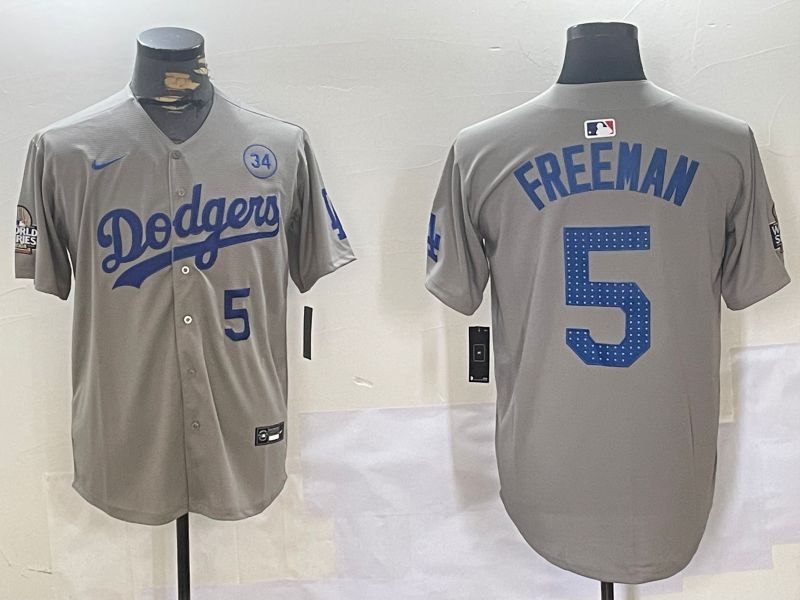 Men Los Angeles Dodgers #5 Freeman Grey Game 2024 Nike MLB Jersey style 11203->los angeles dodgers->MLB Jersey